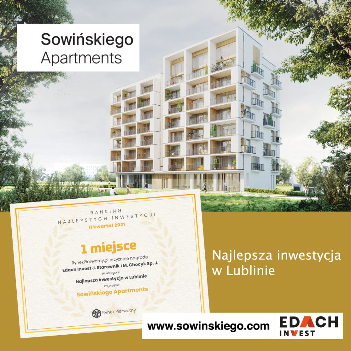 I miejsce w rankingu najlepszych inwestycji w Lublinie w II kwartale 2021 r.